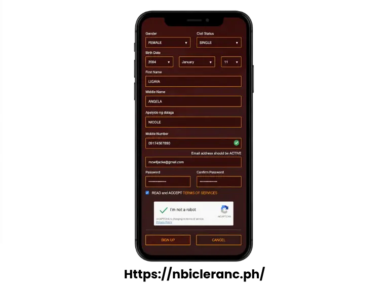 Fill in your basic details first gender, civil status, birthdate, and full name