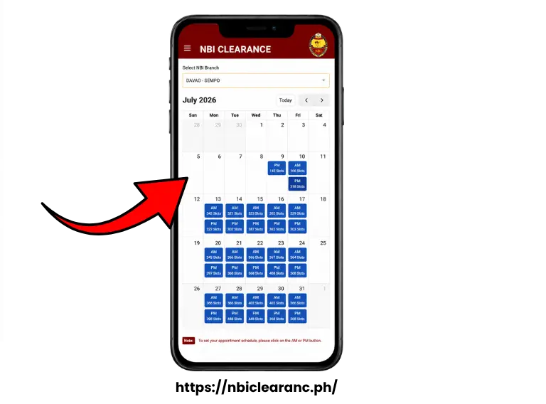 Pick your date and time for appointment