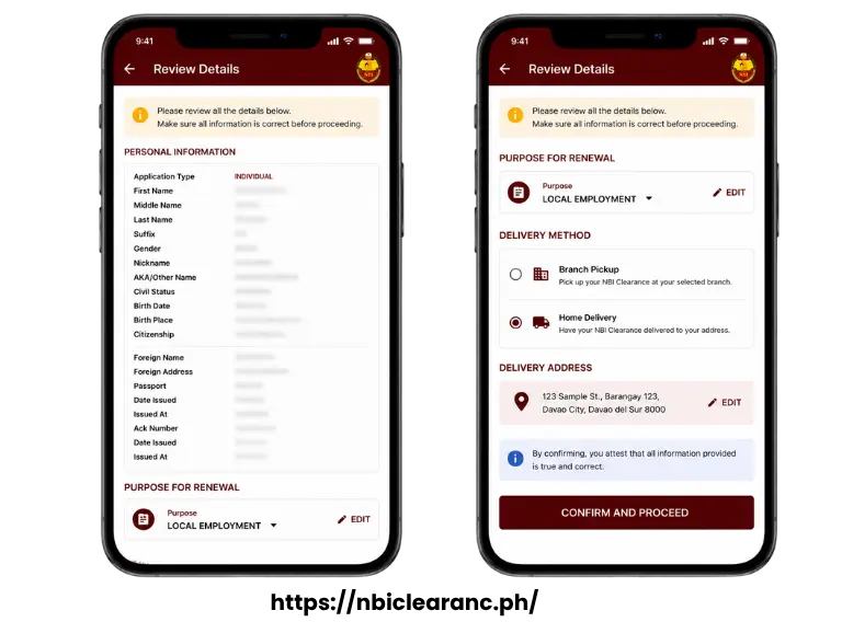 Review the details the system pulls up