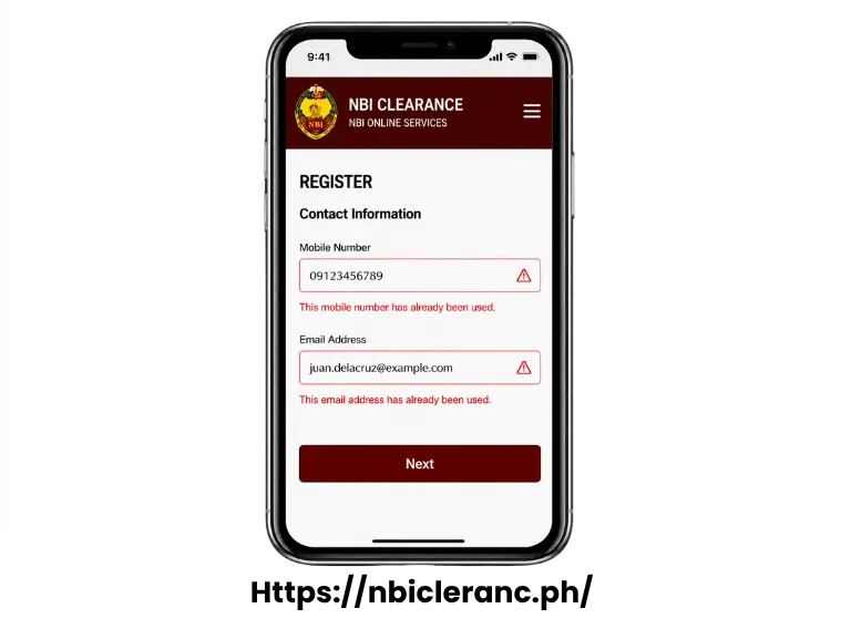 mobile number and email address